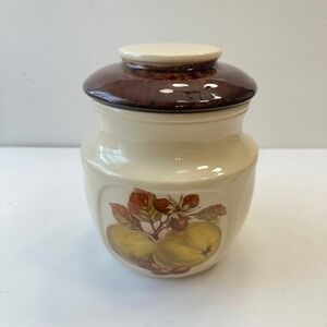 Vintage USA Ceramic‎ Kitchen Canister Jar Apple Hazelnut Decor Storage